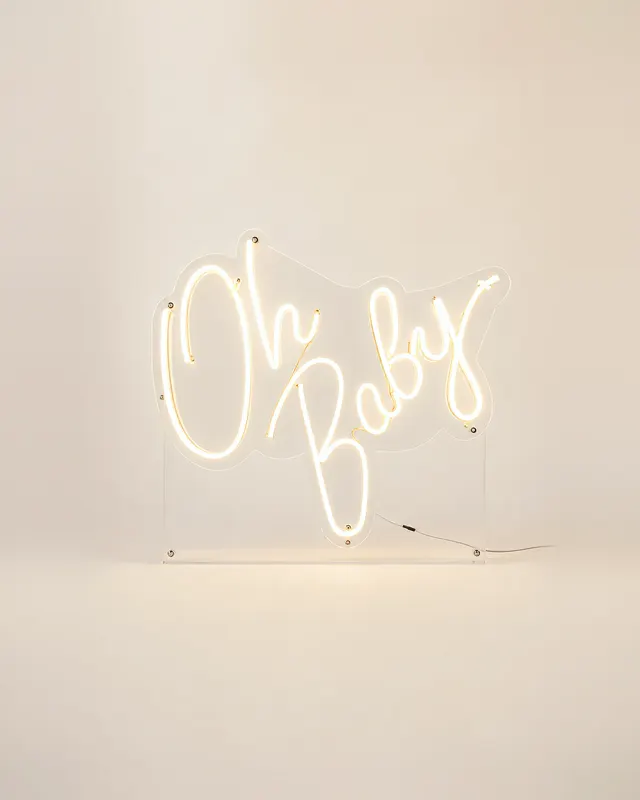 Letrero LED "Oh Baby" dorado